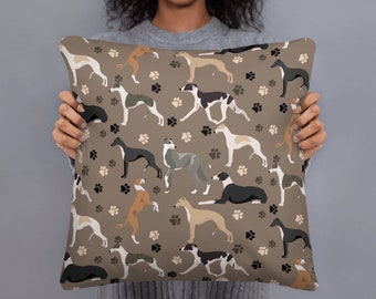 Greyhound Basic Pillow, Greyhound lover gift, whippet mom home decor