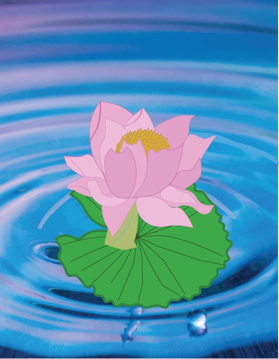 Lily Pad On Water Digital Illustration Paint Etsy Singapore