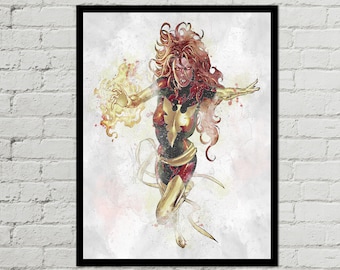 DARK PHOENIX - Dark Phoenix Digital - X-Men Poster - Digital Download - Digital Print - Watercolor Art - Fan Art - Printable Art