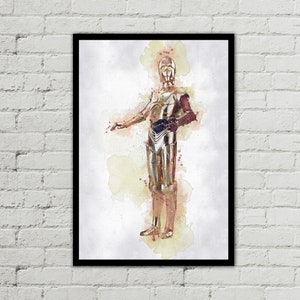 C-3PO - C-3PO Poster - C-3PO Digital - Star Wars Poster - Digital Download - Digital Print - Watercolor Art - Fan Art - Printable Art