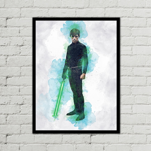 LUKE SKYWALKER - Luke Skywalker Digital -  Star Wars Poster - Digital Download - Digital Print - Watercolor Art - Fan Art - Printable Art