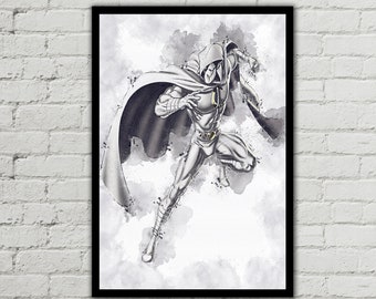 36/" x 24/" approx Moon Knight silk screen fabric poster