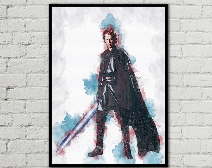 Anakin Skywalker Star Wars Poster Print Watercolor Wall Decor Art Picture