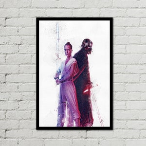 REY & KYLO REN - Rey, Kylo Ren Digital - Star Wars Poster - Digital Download - Digital Print - Watercolor Art- Fan Art- Printable Art