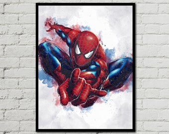 SPIDERMAN - Spiderman Poster - Spiderman Digital -  Marvel Poster - Digital Download- Digital Print - Watercolor Art- Fan Art- Printable Art