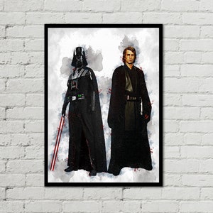 Darth Vader & Anakin Skywalker - Star Wars Poster - Digital Download - Digital Print - Star Wars Print - Watercolor Art - Printable Art