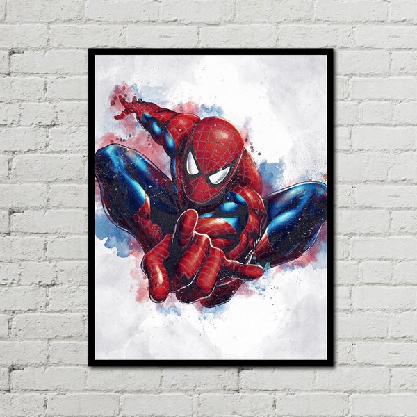 SPIDERMAN - Spiderman Poster - Spiderman Digital -  Marvel Poster - Digital Download- Digital Print - Watercolor Art- Fan Art- Printable Art