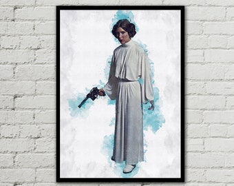 PRINCESS LEIA POSTER - Star Wars Poster - Leia Organa Poster - Watercolor Art - Digital Print - Printable Art - Princess Leia Print