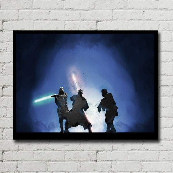 STAR WARS POSTER - Darth Maul, Obi Wan Kenobi, Qui GonJinn Poster - Star Wars Print - Digital Print - Watercolor Art - Printable Art