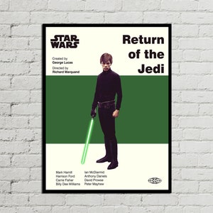 STAR WARS POSTER - Luke Skywalker Poster - Terugkeer van de Jedi Poster - Mid Century Moderne Poster - Vintage Geïnspireerde Poster - Digitale Kunst