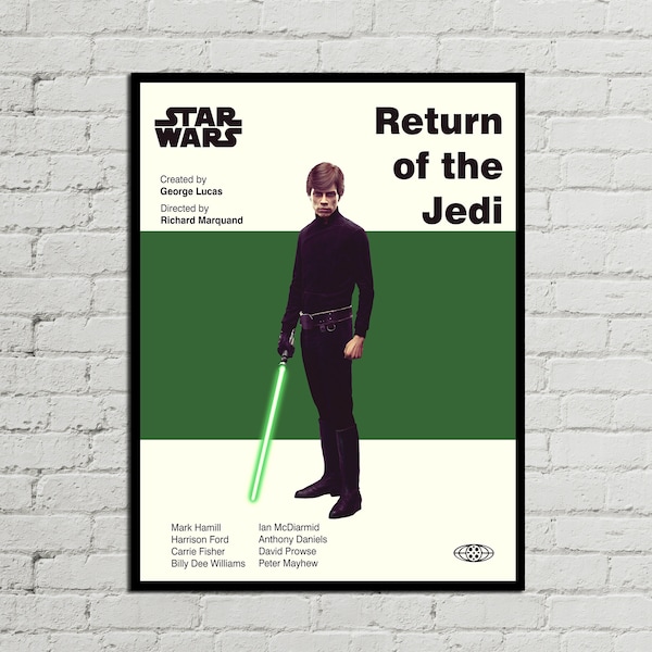 STAR WARS POSTER - Luke Skywalker Poster - Return of the Jedi Poster - Mid Century Modern Poster - Vintage Inspired Poster - Digital Art