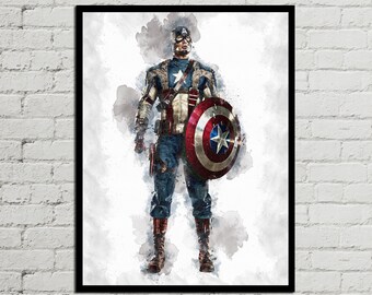 CAPTAIN AMERICA - Captain America Digital - Marvel Poster - Avengers - Digital Print - Watercolor Art - Fan Art - Printable Art