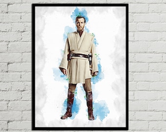 OBI-WAN KENOBI - Obi-Wan Kenobi Print - Star Wars Poster - Digital Print- Jedi Poster - Watercolor Art - Wall Art - Printable Art