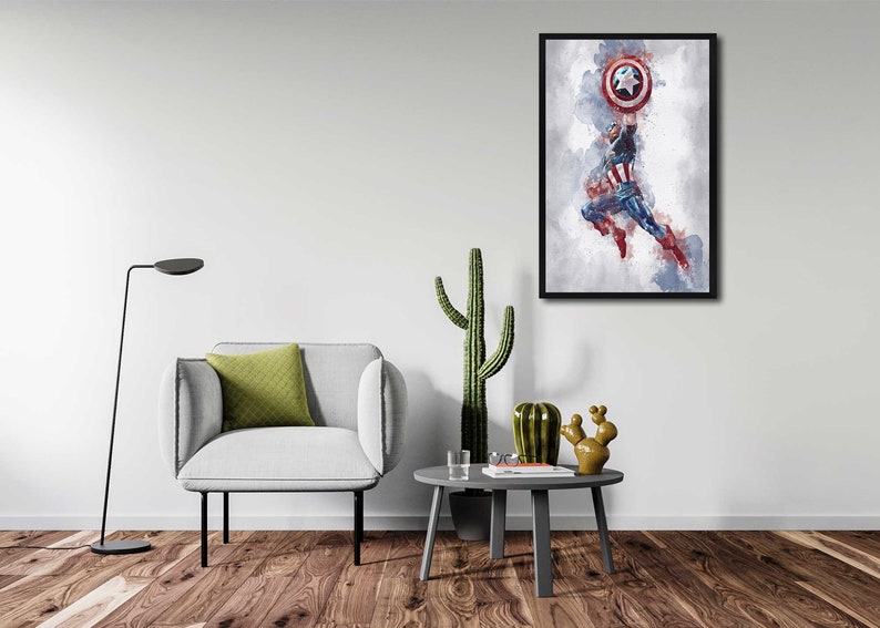 KAPTEN AMERIKA - Kapten Amerika Digital - Marvel Poster - Avengers - Digitalt Tryck - Akvarell Konst - Fan Art - Utskrivbar Konst bild 5