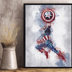 KAPTEN AMERIKA - Kapten Amerika Digital - Marvel Poster - Avengers - Digitalt Tryck - Akvarell Konst - Fan Art - Utskrivbar Konst bild 6