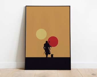 MANDALORIAN POSTER - Star Wars Poster - Star Wars Print - Canvas Poster - Mandalorian Print - The Child - Star Wars Art - Fan Art -Wall Art