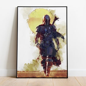 MANDALORIAN POSTER - Star Wars Poster - Star Wars Print - Canvas Poster - Mandalorian Print - Boba Fett - Watercolor Art - Fan Art -Wall Art