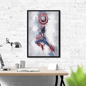 KAPTEN AMERIKA - Kapten Amerika Digital - Marvel Poster - Avengers - Digitalt Tryck - Akvarell Konst - Fan Art - Utskrivbar Konst bild 7