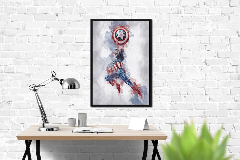 KAPTEN AMERIKA - Kapten Amerika Digital - Marvel Poster - Avengers - Digitalt Tryck - Akvarell Konst - Fan Art - Utskrivbar Konst bild 7