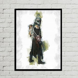 BOBA FETT - Boba Fett Poster - Boba Fett Digital - Star Wars Poster - Digital Print - Watercolor Art - Wall Art - Printable Art - Star Wars