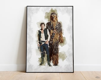 CHEWBACCA & HAN SOLO - Star Wars Poster - Star Wars Print - Watercolor Art - Printed Art - Watercolor Art - Wall Art - Chewbacca, Han Solo