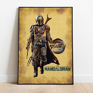 MANDALORIAN POSTER - Star Wars Poster - Star Wars Print - Canvas Poster - Mandalorian Print - Watercolor Art - Fan Art -Wall Art