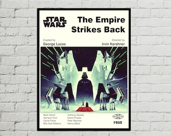 STAR WARS POSTER - Mid Century Modern Poster - Minimalist Poster - Empire Strikes Back Poster - Darth Vader Poster - Digital Art - Wall Art