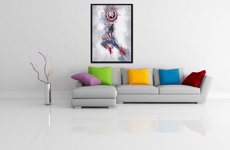 KAPTEN AMERIKA - Kapten Amerika Digital - Marvel Poster - Avengers - Digitalt Tryck - Akvarell Konst - Fan Art - Utskrivbar Konst bild 4