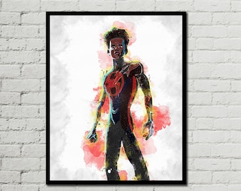MILES MORALES POSTER - Spider-Man: Across the Spider-Verse - Spider-Man Poster - Marvel Poster - Watercolor Art - Wall Art - Printable Art