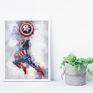KAPTEN AMERIKA - Kapten Amerika Digital - Marvel Poster - Avengers - Digitalt Tryck - Akvarell Konst - Fan Art - Utskrivbar Konst bild 3