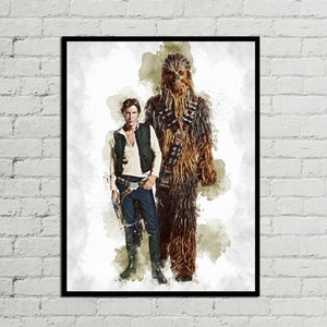 CHEWBACCA & HAN SOLO - Póster de Star Wars - Star Wars Print - Arte de Acuarela - Arte impreso - Arte de acuarela - Arte de pared - Chewbacca, Han Solo