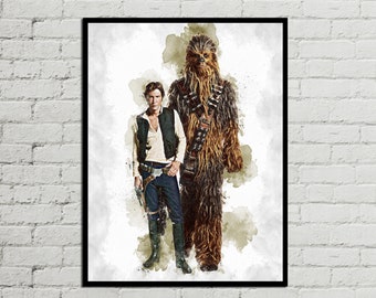 CHEWBACCA & HAN SOLO - Star Wars Poster - Star Wars Print - Watercolor Art - Printed Art - Watercolor Art - Wall Art - Chewbacca, Han Solo