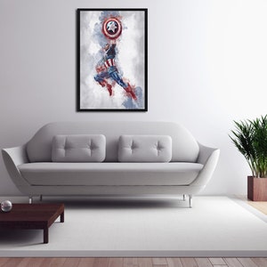 KAPTEN AMERIKA - Kapten Amerika Digital - Marvel Poster - Avengers - Digitalt Tryck - Akvarell Konst - Fan Art - Utskrivbar Konst bild 2