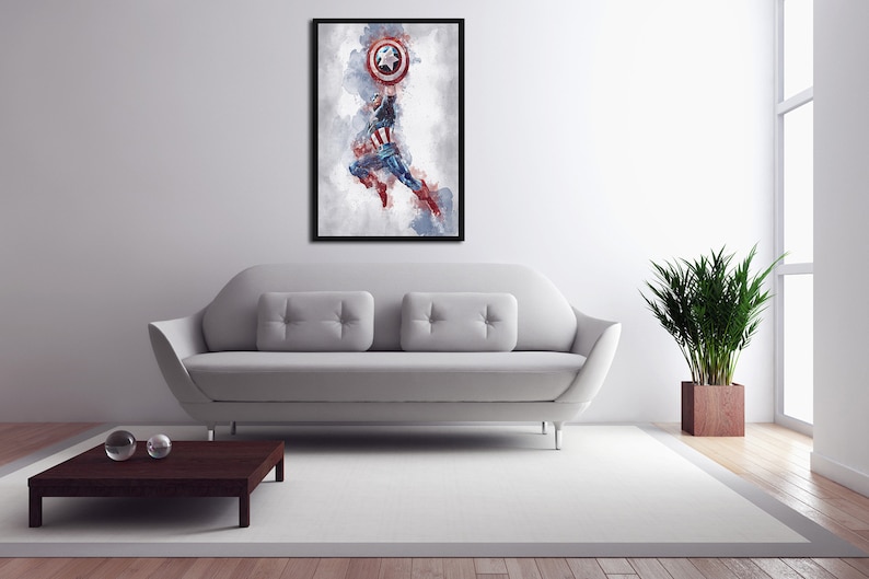KAPTEN AMERIKA - Kapten Amerika Digital - Marvel Poster - Avengers - Digitalt Tryck - Akvarell Konst - Fan Art - Utskrivbar Konst bild 2