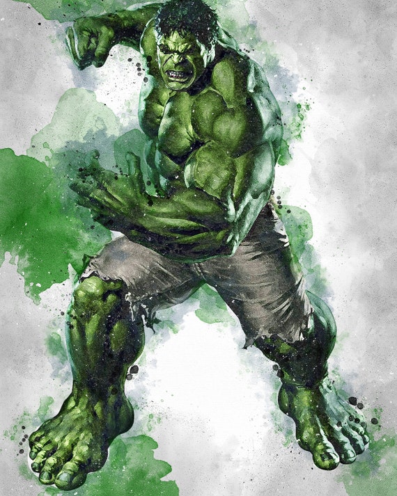 HULK Hulk Digital Marvel Poster Avengers Poster Digital Download Digital  Print Watercolor Art Fan Art Printable Art 