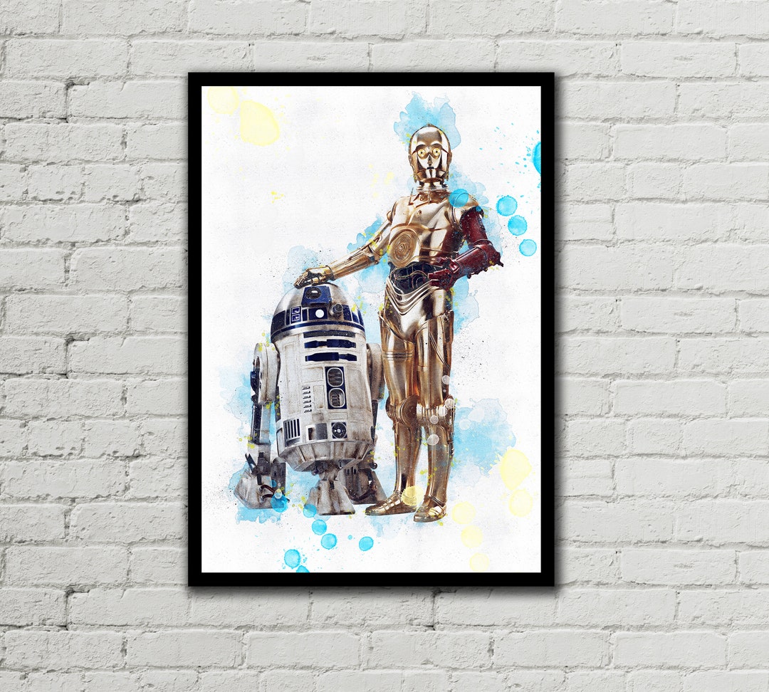スターウォーズ　絵画　r2d2 ディズニーシー　2017年製　C3PO R2D2 R2D2 C3PO BB8 プリント 水彩画 アート スターウォーズ ドロイド