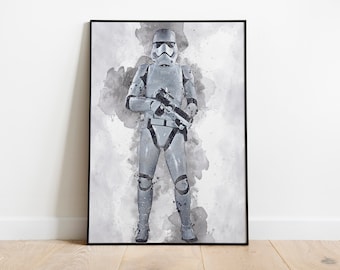 Impression D'Art Stormtrooper Star Wars - Toile Giclée Grande Taille - Triptyque - Encadrée