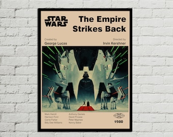 STAR WARS POSTER - Mid Century Modern Poster - Minimalist Poster - Empire Strikes Back Poster - Darth Vader Poster - Digital Art - Wall Art
