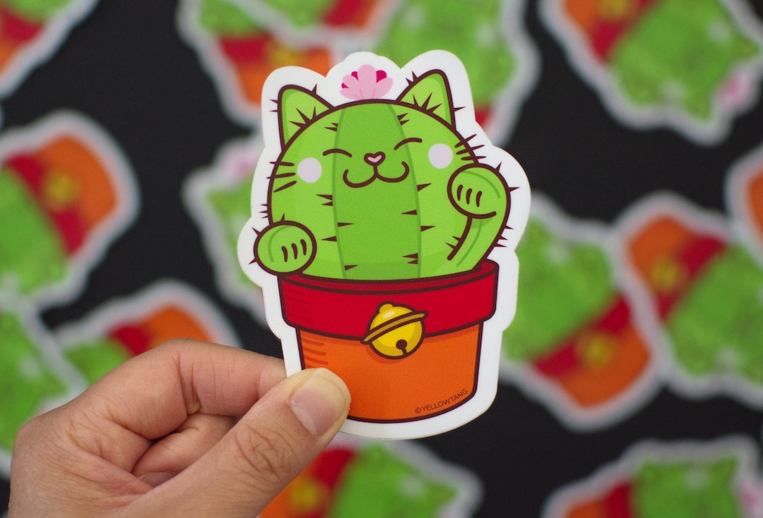 Cactus Lucky Cat Sticker 4 Vinyl Sticker Extra Large Sticker Waterproof