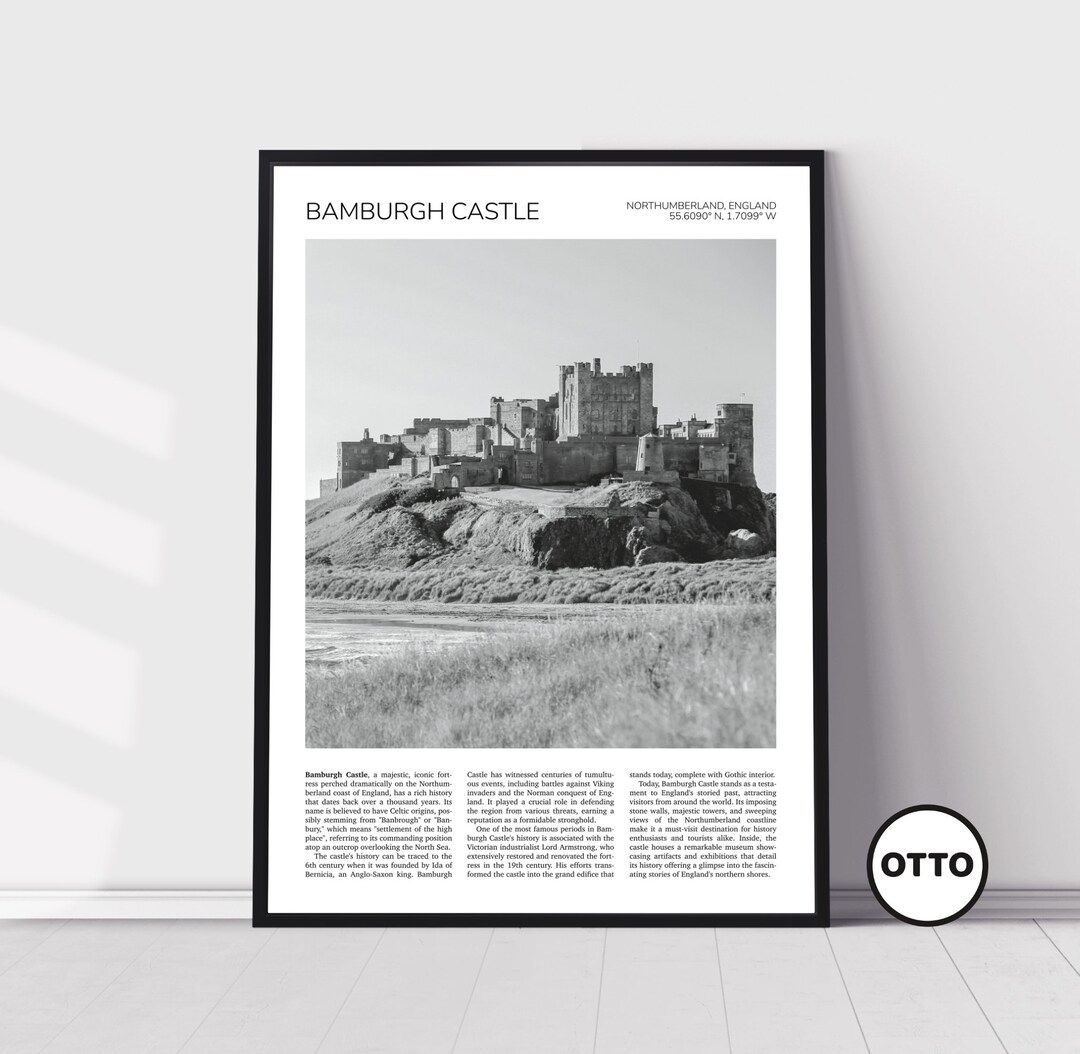 Bamburgh Castle Wall Art Northumberland Home Decor English Artful Travel Gift England, United