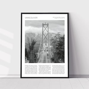 Vancouver Wall Art | British Columbia Home Decor | Lions Gate Bridge, Vancouver BC | Canadian Artful Travel Gift | Canada Art Poster Print