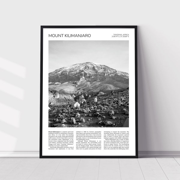 Mount Kilimanjaro Wall Art | Mt Kilimanjaro Artful Travel Poster Print Photo | Uhuru Peak Landscape | Tanzania, Africa