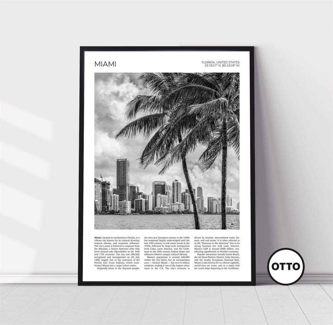 Miami Tree Posters Examples Miami Wall Art | Miami Home Decor Print | Cityview, Palm Trees Art ...