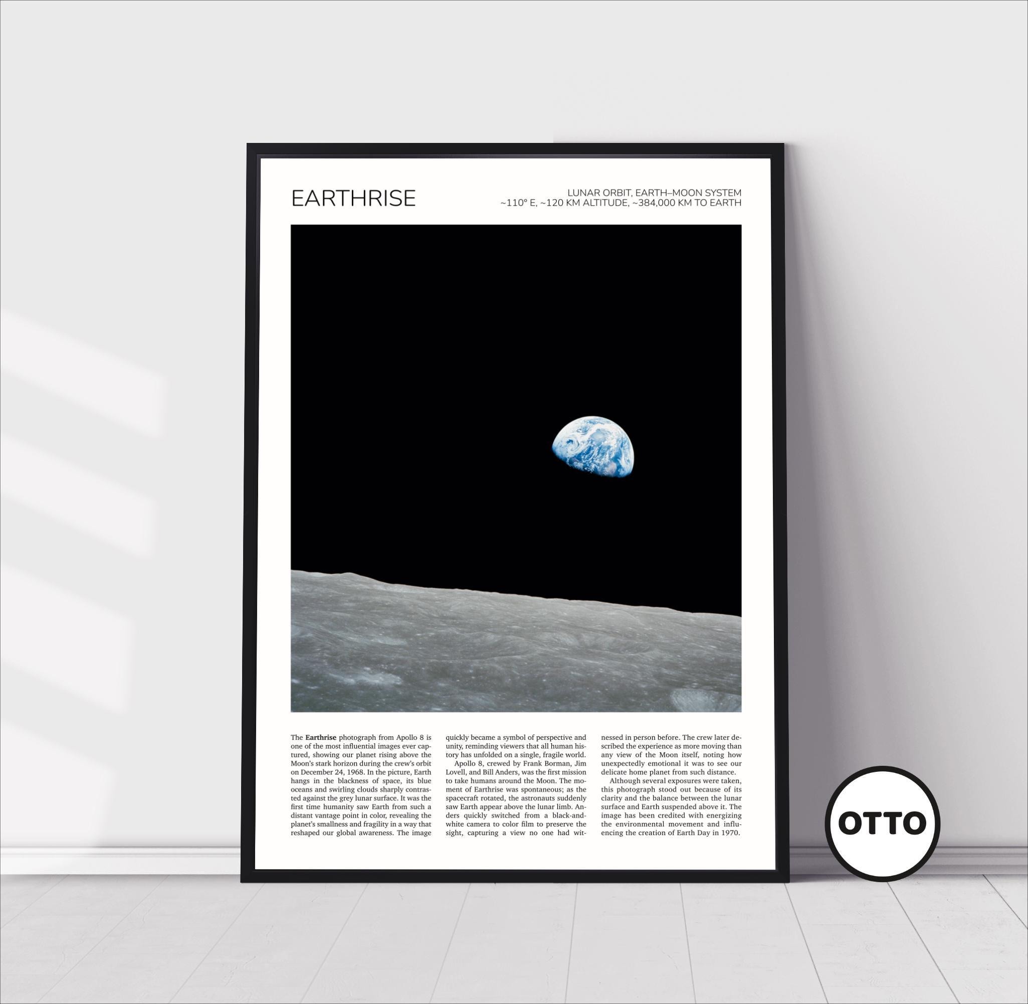 RISE 134 公式ポスター B2サイズ Earthrise Wall Art Print, Apollo 8 NASA Poster - Physical Image or