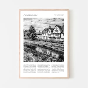 Canterbury Wall Art | Timbered Houses, Westgate Gardens, Canterbury Artful Travel Poster Print Photo | River Stour | Cityscape | Kent, UK
