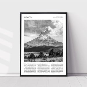 Mexico Wall Art | Popocatepetl Volcano, Mexico Artful Travel Poster Print Photo | Landscape Skyline | South America