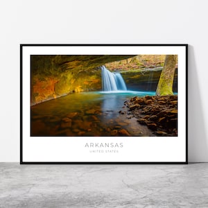 Arkansas Wall Art | Waterfall, Ozark National Forest, Arkansas Artful Travel Poster Print Photo | Landscape | United States