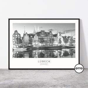 Lübeck Wall Art | Lubeck Home Decor | Old Town Pier | German Artful Travel Gift | Germany Art Poster Print