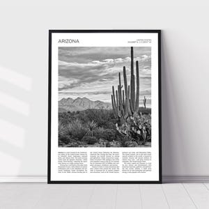 Arizona Wall Art | Cactus, Saguaro and Four Peaks near Phoenix, Arizona Artful Travel Poster Print Photo | Landscape | United States