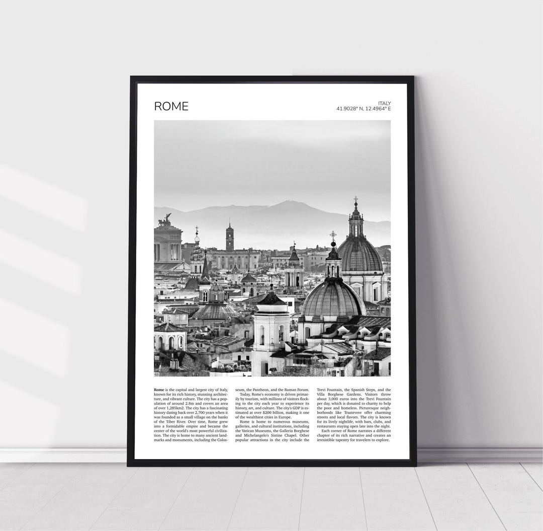 Window View Poster Rome Rome Wall Art | Rome Artful Travel Poster Print Photo | Skyline ...